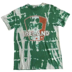 Ireland Tie Dye White Orange Green Clover T-Shirt Delta Pro Weight Size M